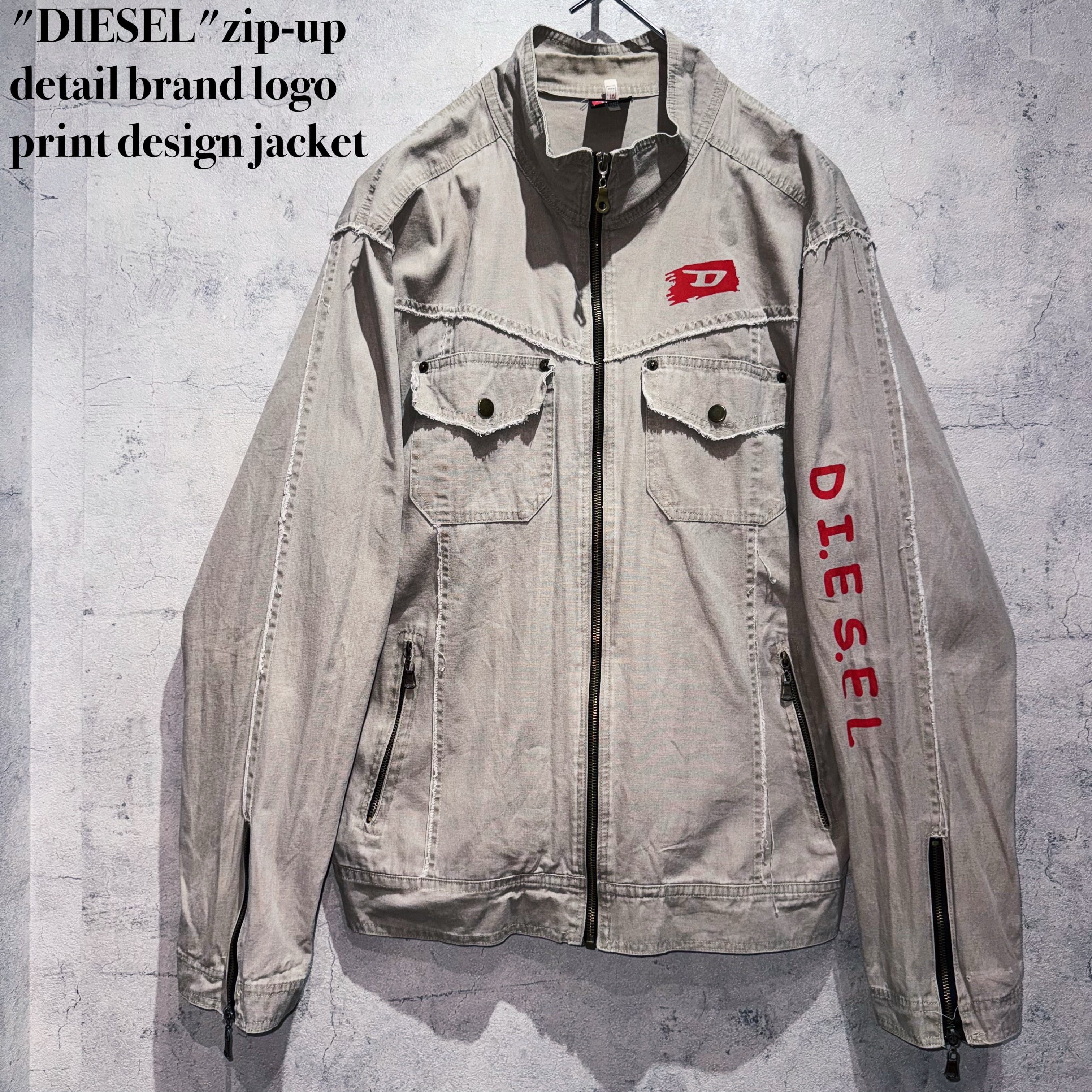 "DIESEL"zip-up detail brand logo print design jacket