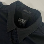 90s DKNY ダナキャランニューヨーク 長袖 ワークシャツ ミリタリー XL/ブラック メンズ 大きいサイズ ビンテージ