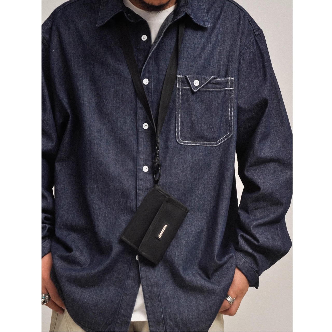 Contrast stitch denim shirt 1093 - 2