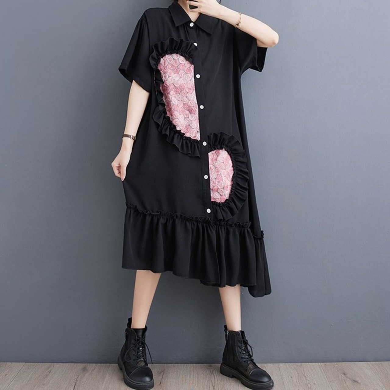 アシンメトリー ハートデザイン ワンピース  30108