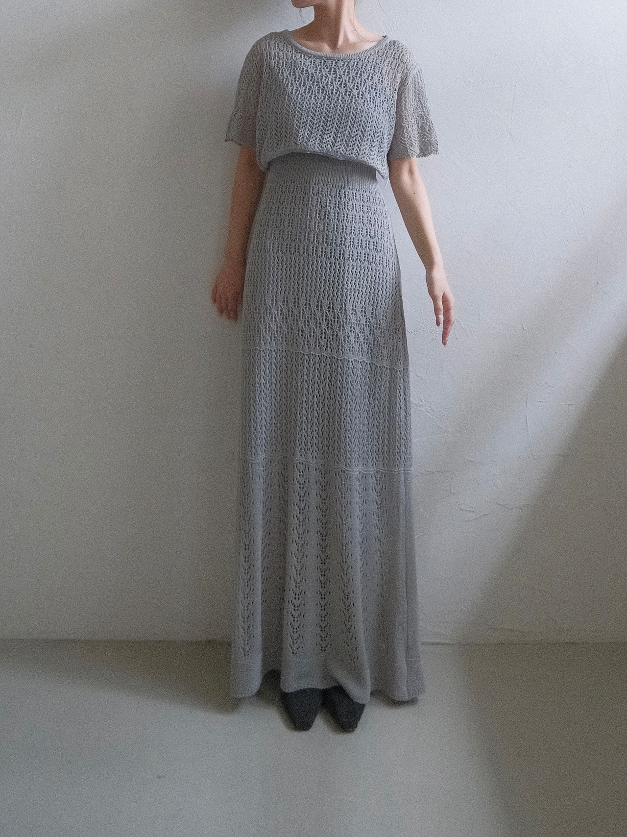 Sheer Pattern Crochet Skirt / GRAY - 2
