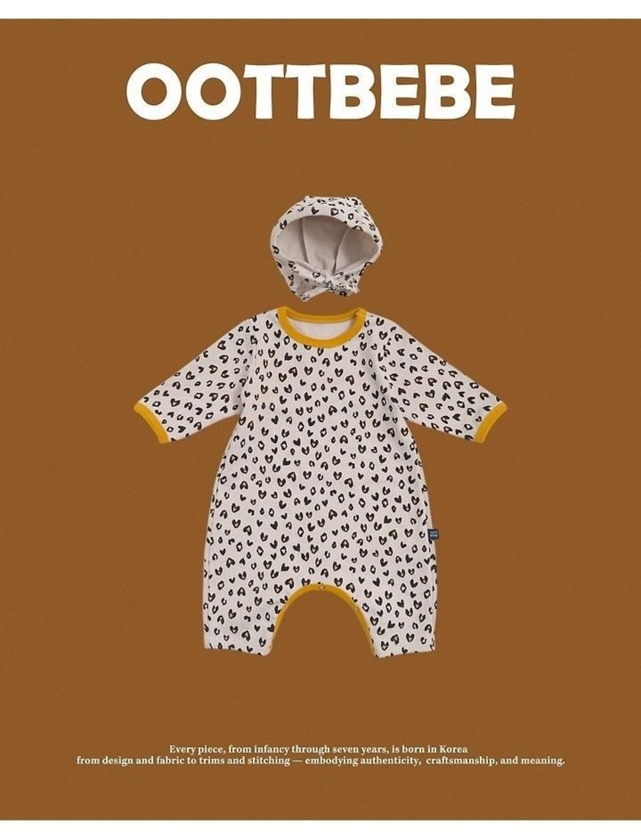 韓国子供服 / 26winter / oottbebe / ハートレオパードベビースーツ(ボンネットセット) / ベビー / 冬服 *S~M*