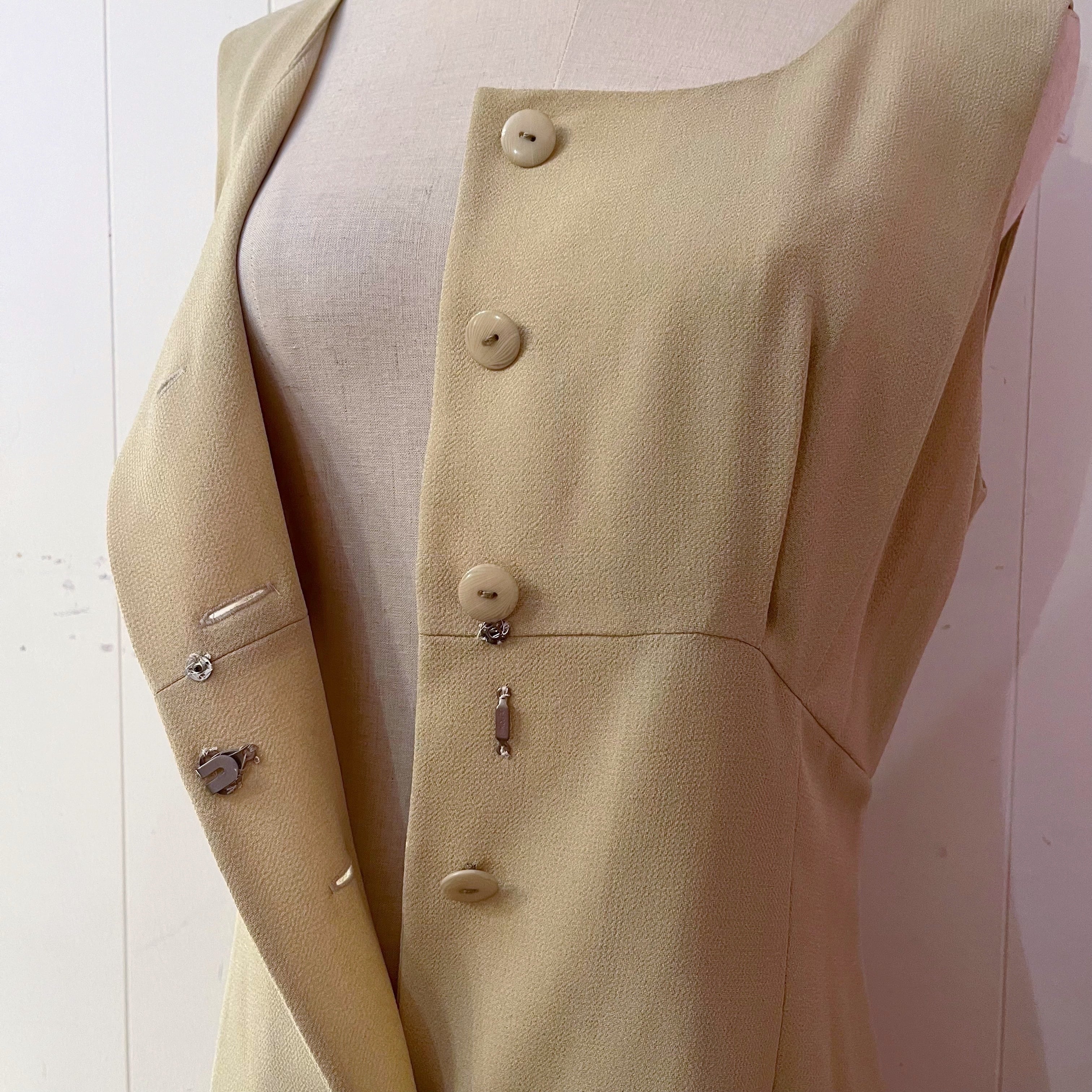 cream beige front button jumper skirt