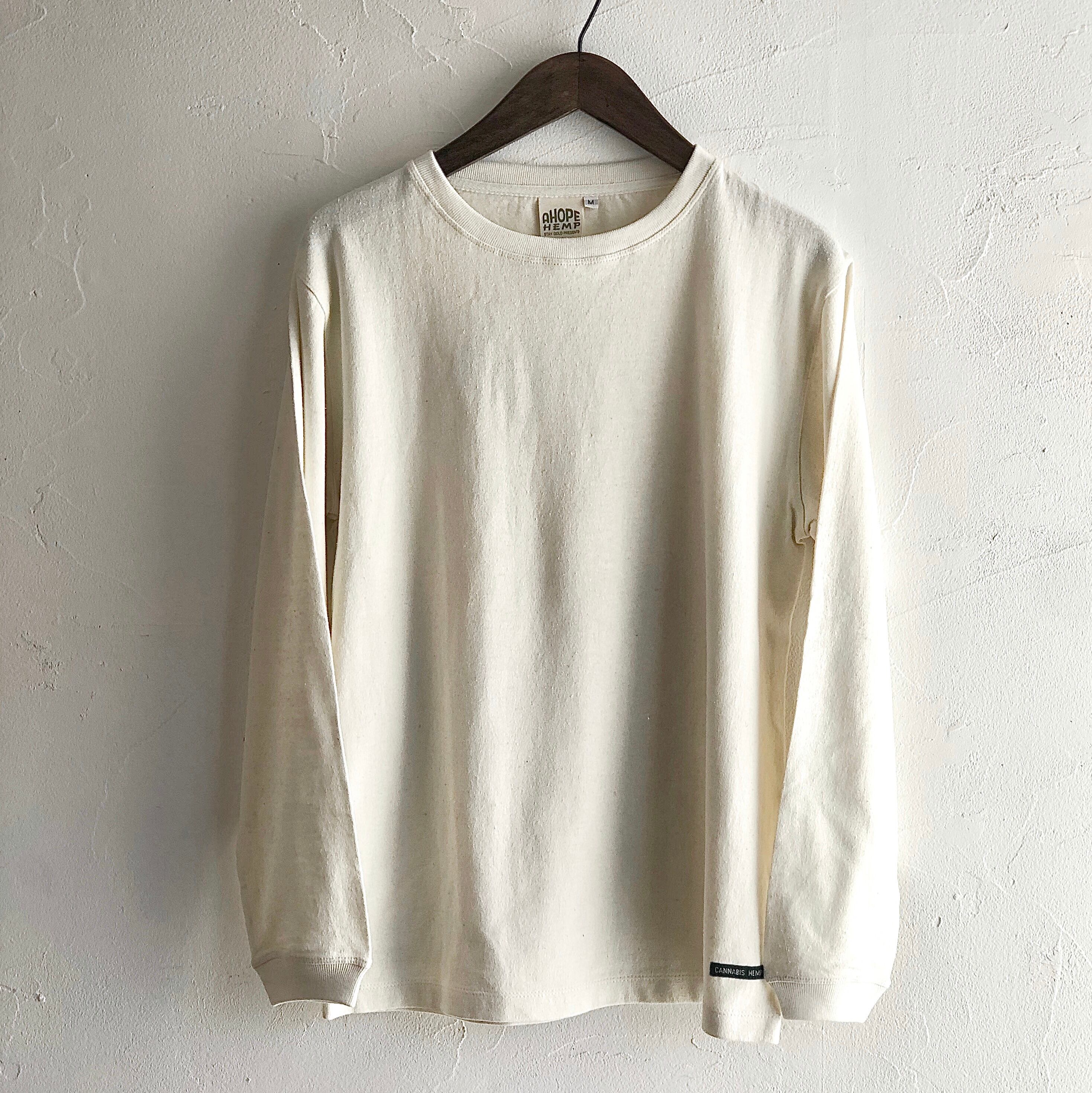 A HOPE HEMP ヘンプコットン長袖Tシャツ 生成り