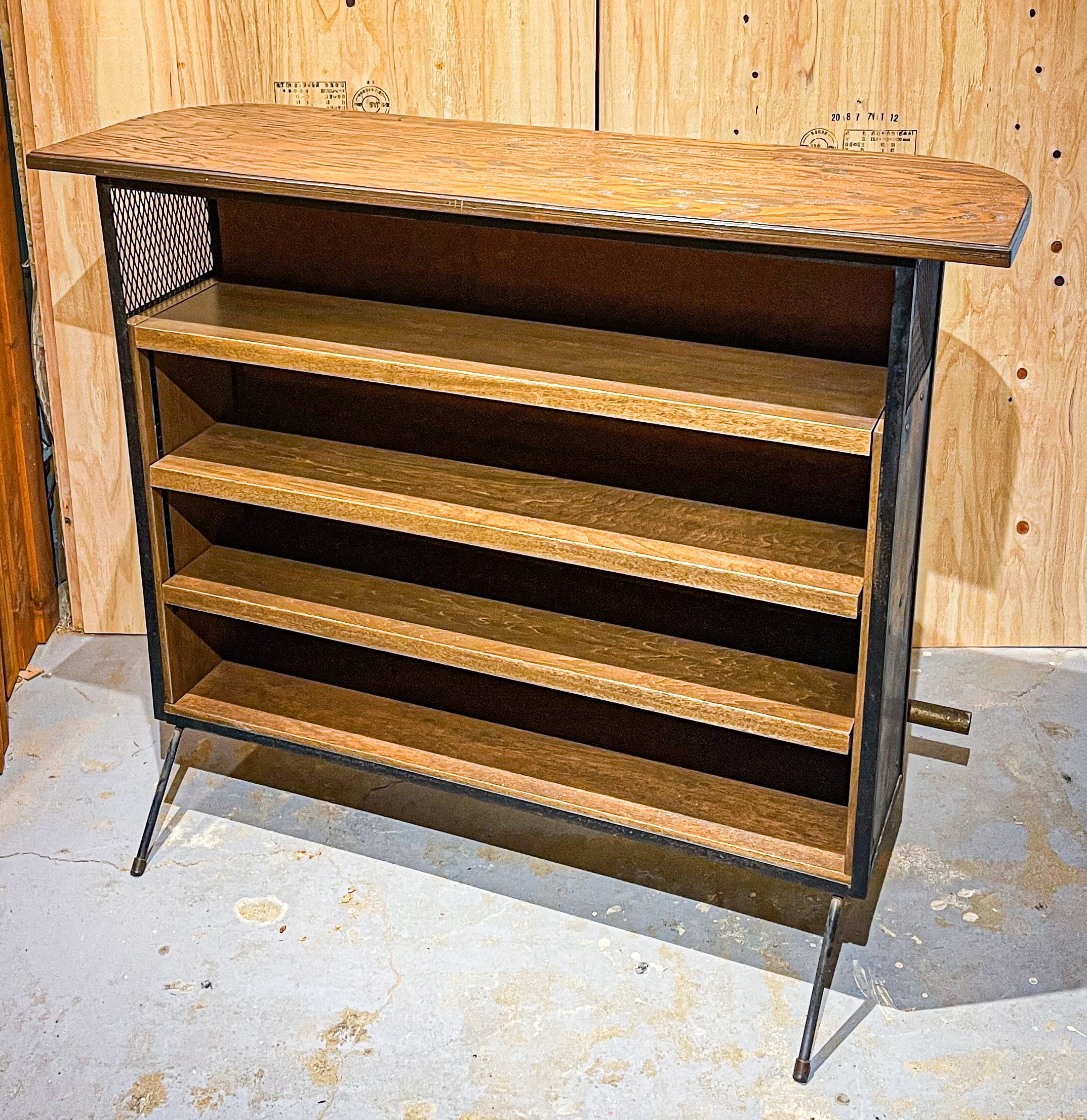 4991-2）木製カウンターテーブル ナチュラル　ティーテーブル 木と鉄のカウンターテーブル | 月日工作舎