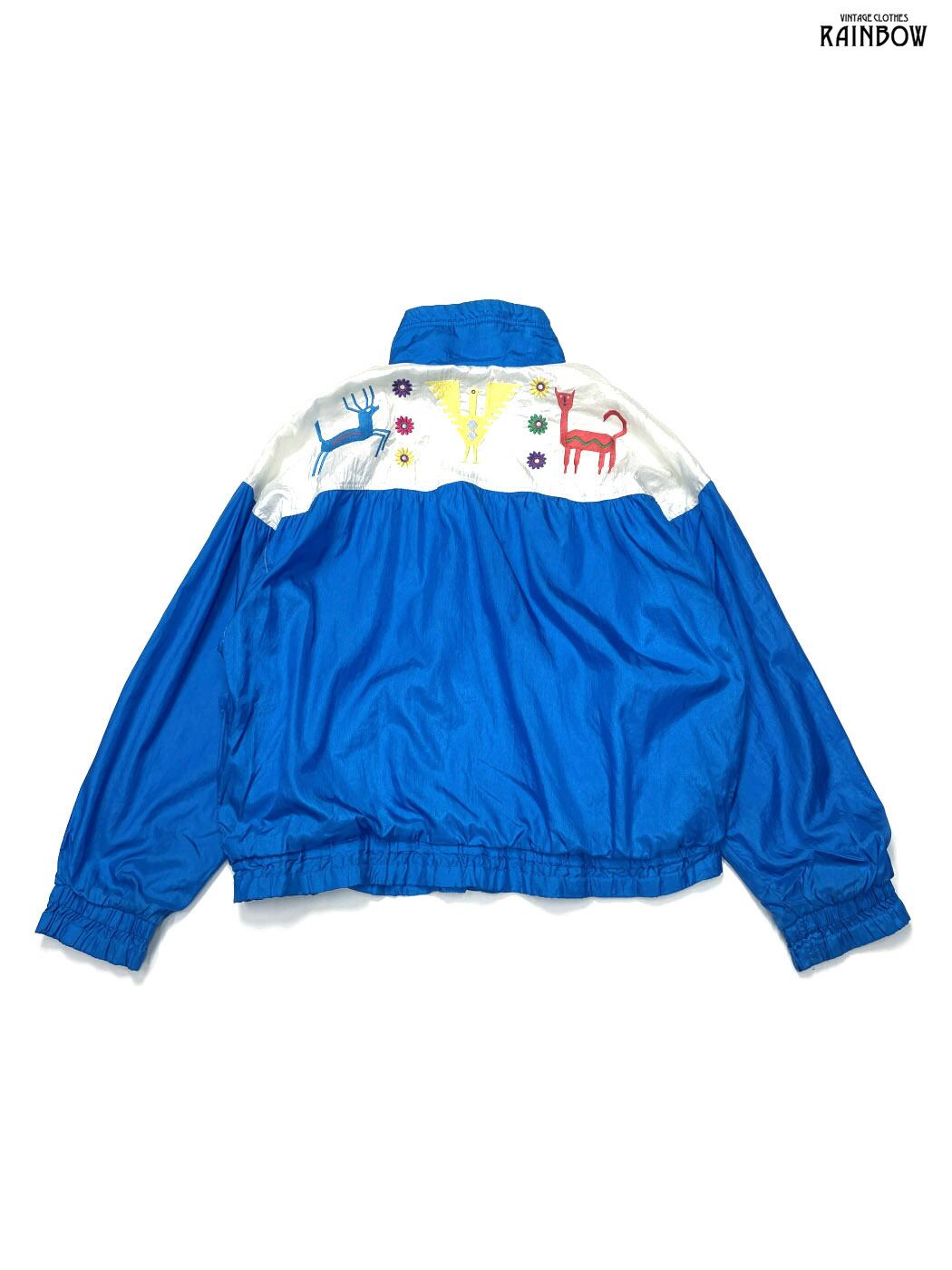 古着 ellesse エレッセ 刺繍 ハイネック 総柄 ナイロン 長袖 アウター