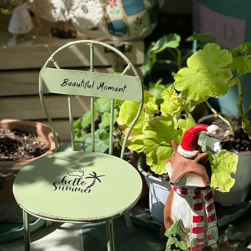 ガーデンオブジェ チェア 椅子 ヴィンテージ調 ホワイト グリーン