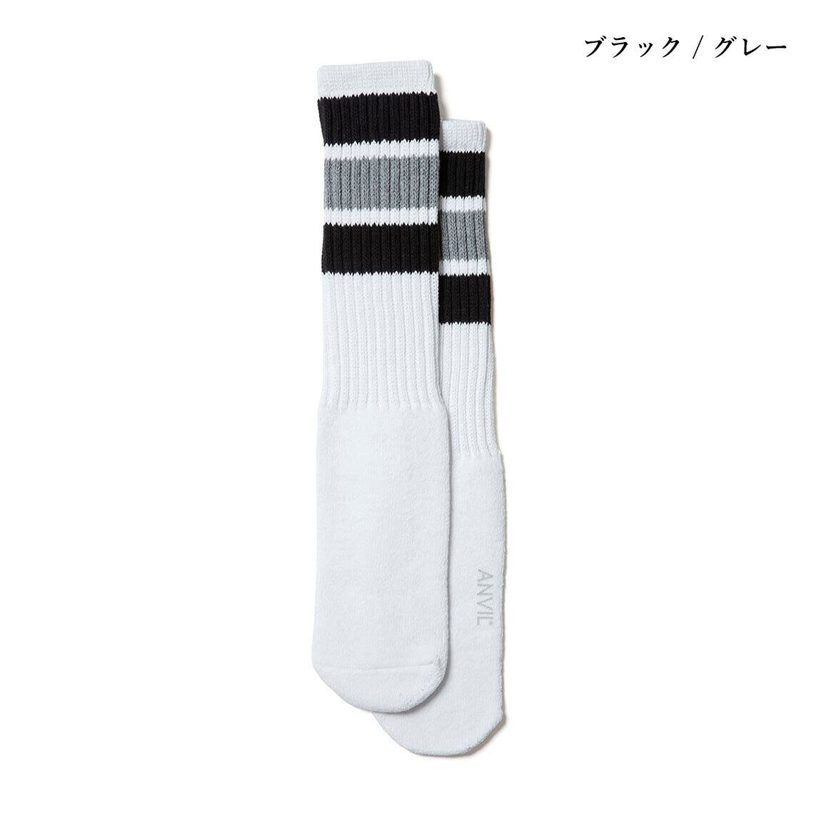 5&frasl;24(日) 再入荷 &frasl; ANVIL (アンヴィル) USA Cotton Tube Socks スケーターソックス チューブソックス パイル  ソックス メンズ 綿 パイル 厚手 靴下 ブランド 男性 パイル くつ下 おしゃれ ラインソックス ストライプ プレゼント アンビル