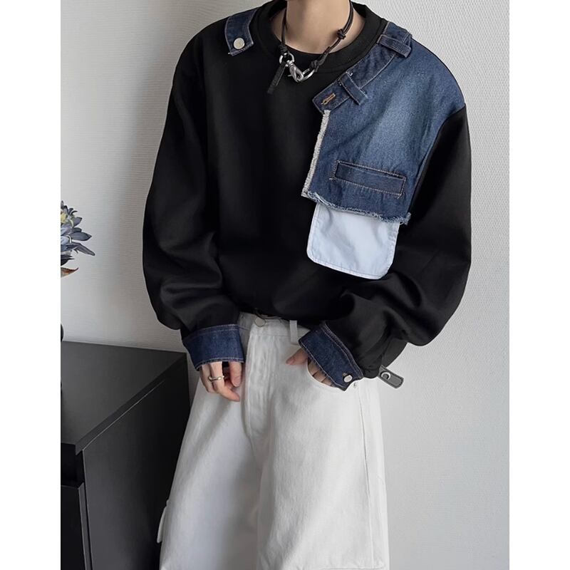 round neck denim switch oversized trainer mr0664