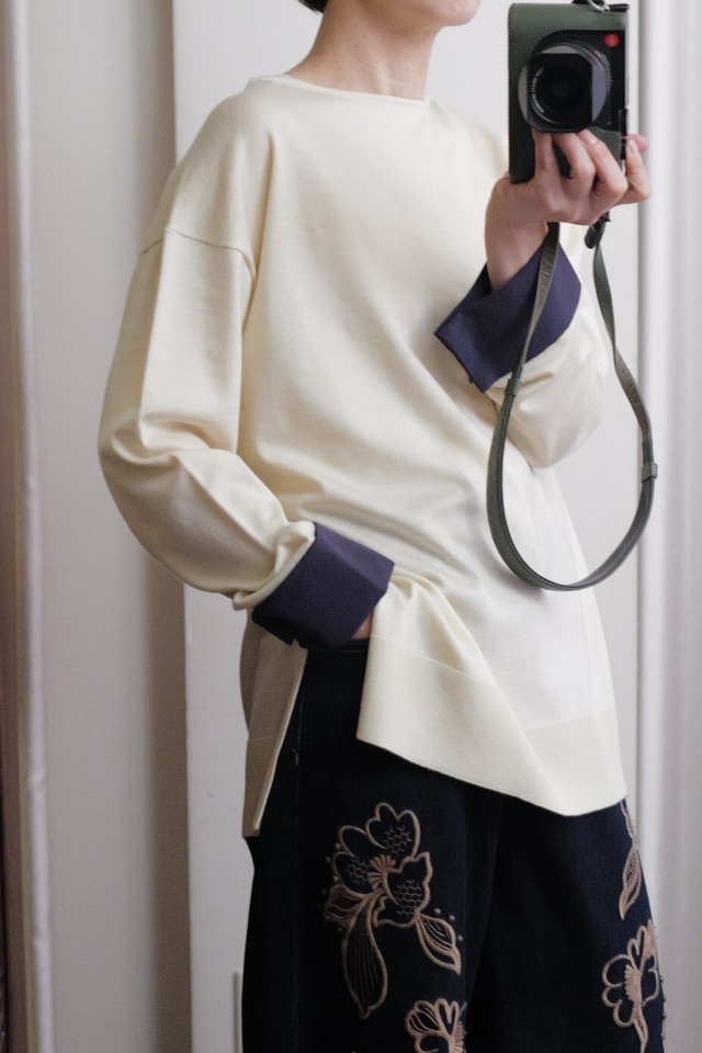 shirt sleeve big knit cream