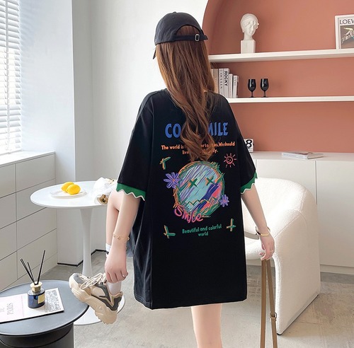 【春夏新作】ファッションTシャツ♪ホワイト/ブラック2色展開◆#settc-292057 ギザギザ