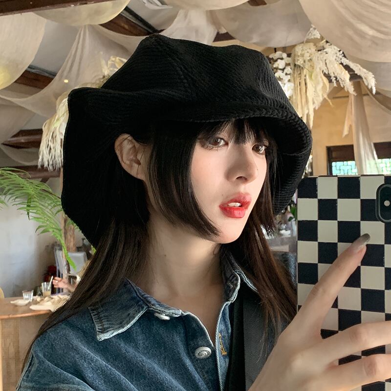 ブラックコーデュロイオータムウィンタースタンダード レトロ 帽子 秋物 冬物 ベレット ヘアアクセサリー ブラック・アイド・ピーズ76627411028