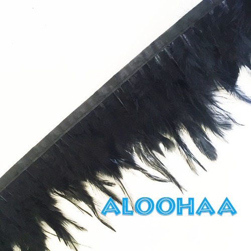 フェザーロール【ブラック】単色10-15cm丈　1ｍ #31-004BK-CT  DIY 羽　衣装材料　タヒチアン　