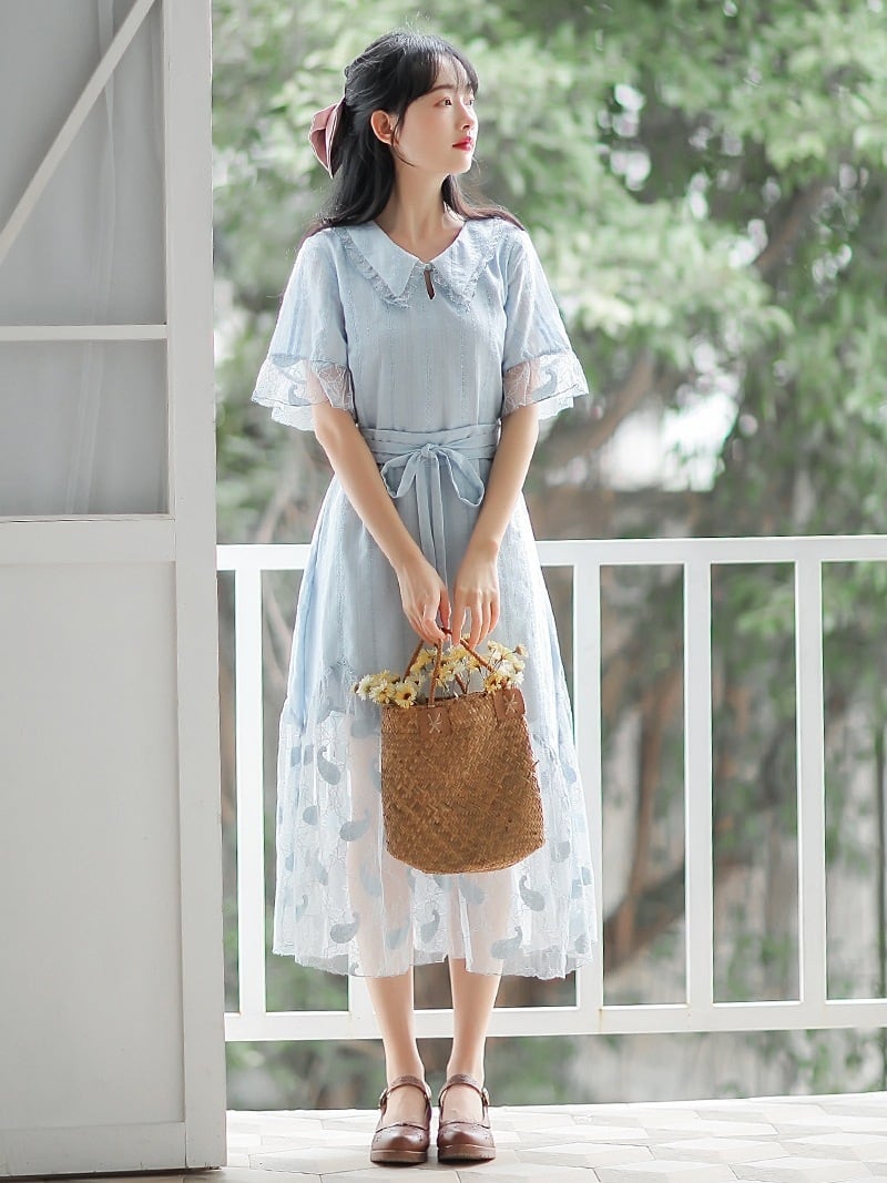 スタンダードスカート ドレス ワンピース レトロ 花柄 お花 フラワー