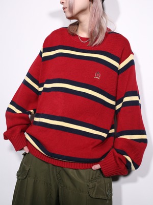 "TOMMY HILFIGER" good coloring border cotton knit