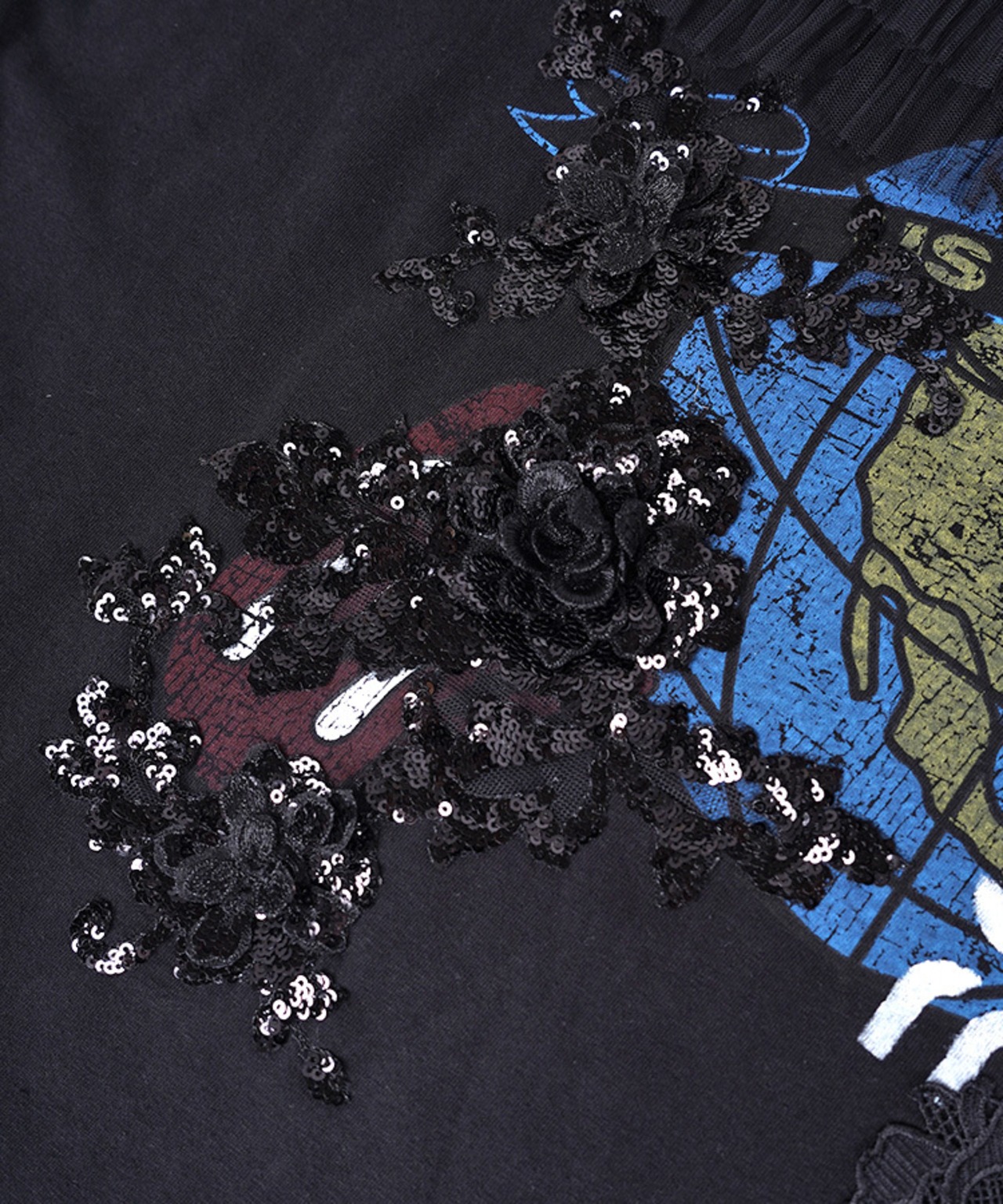 フリル&レースパッチTシャツ (WHITE)　CQ-47004