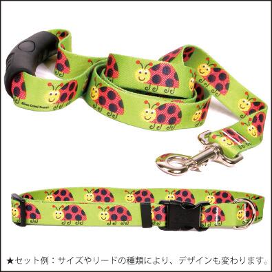 Lovely Ladybugs　首輪＋リードセット Mサイズ - Yellow Dog Design