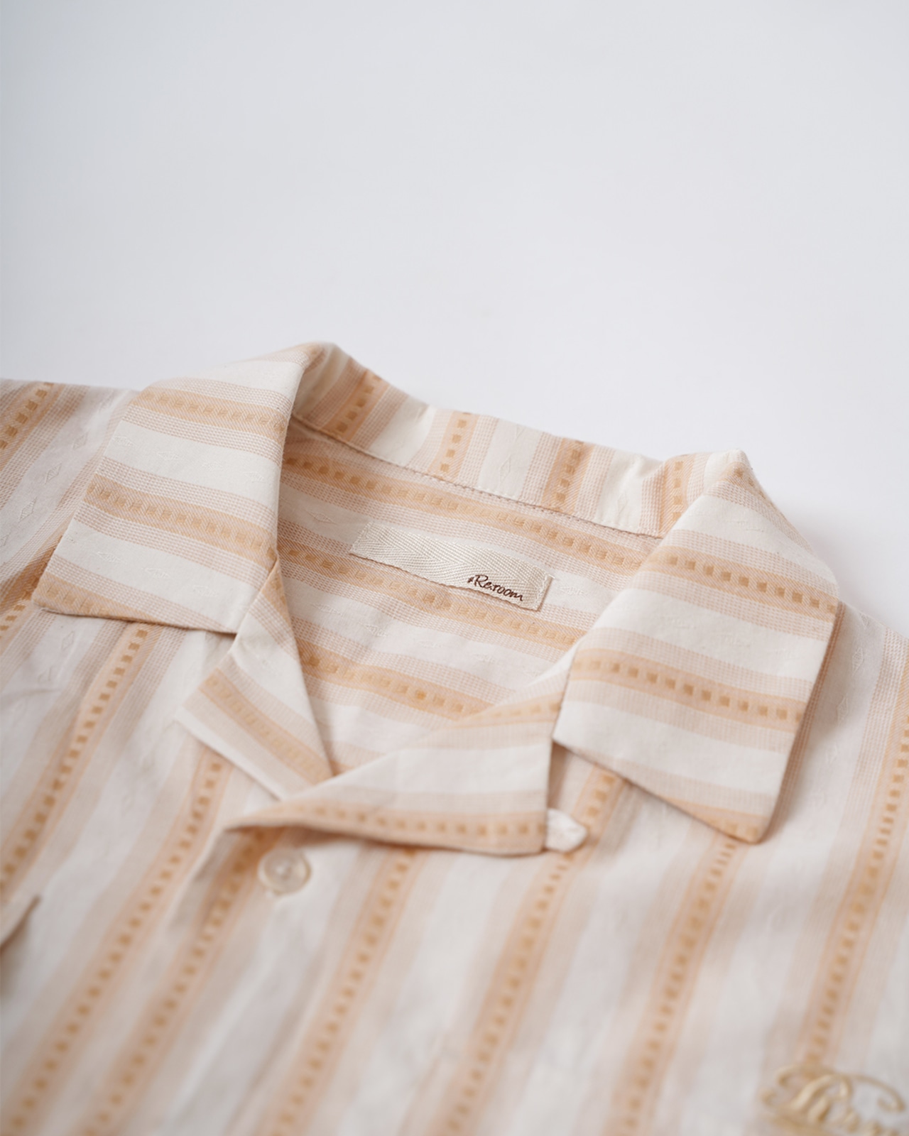 【#Re:room】NATIVE PATTERN STRIPE OPEN COLLAR SHIRT［RES129］