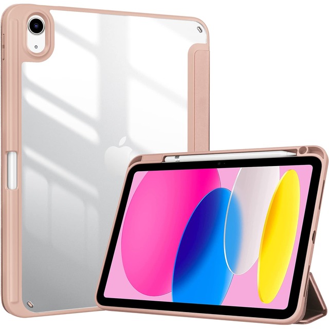 ProCase iPad 11世代/10世代 ケース iPad(A16)11インチ 2025/10.9インチ 2022通用 A2696 A2757 A2777 ペン収納 耐衝撃 三つ折り スタンド スマートカバー(ローズゴールド)