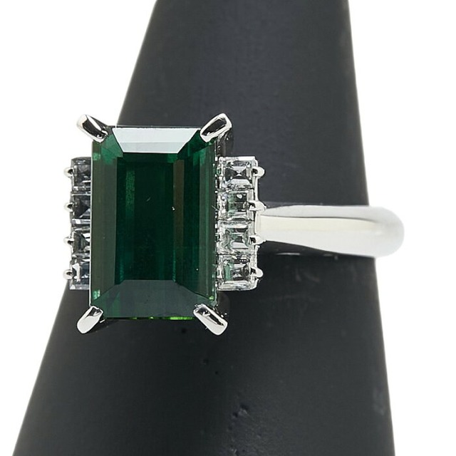 Pt900 プラチナ トルマリン3.50ct ダイヤ0.33ct リング 指輪 レディース 15号 【中古】