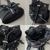 【受注予約：7月中旬入荷予定】drawstring nylon ribbon mini bag/black