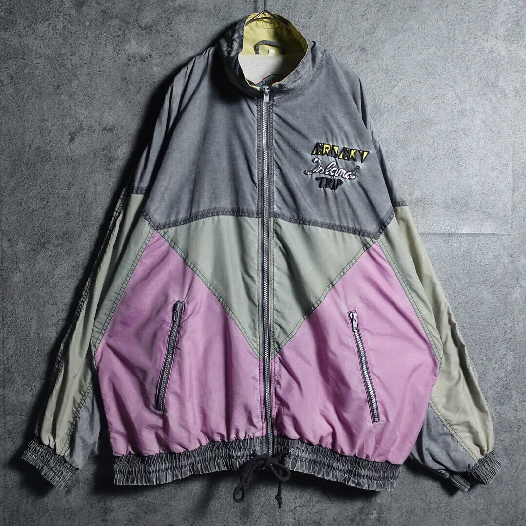 Multicolor Embroidered Design Nylon Jacket