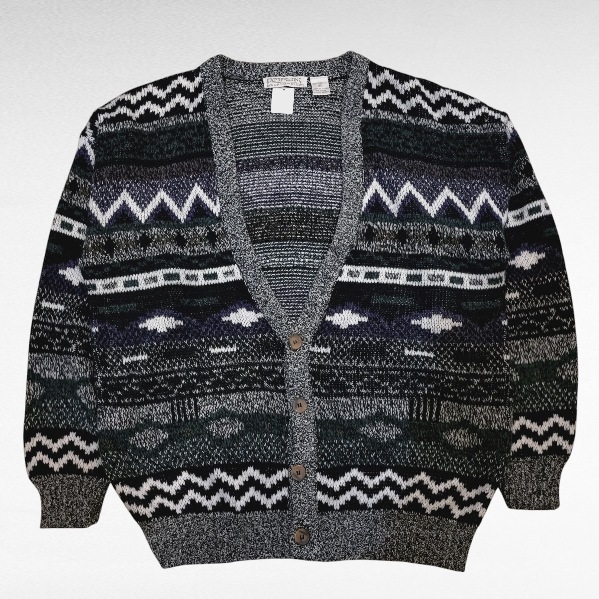 EXPRESSIONS design acrylic knit cardigan | 仙台 古着屋 ShuShuBell