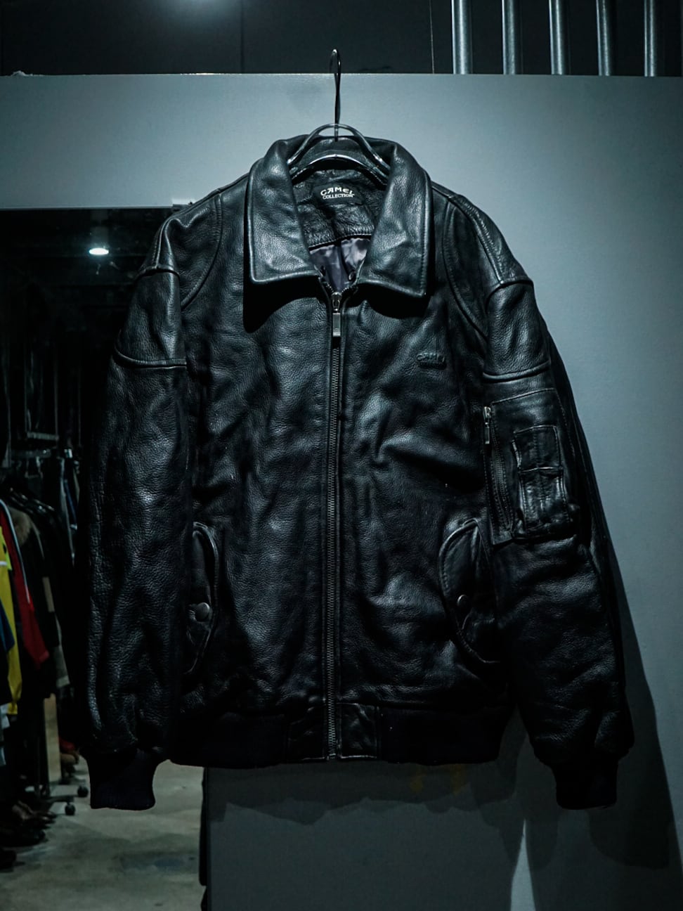 [90s]CAMEL スポーツジャケット レザー ブラック add (C) vintage】