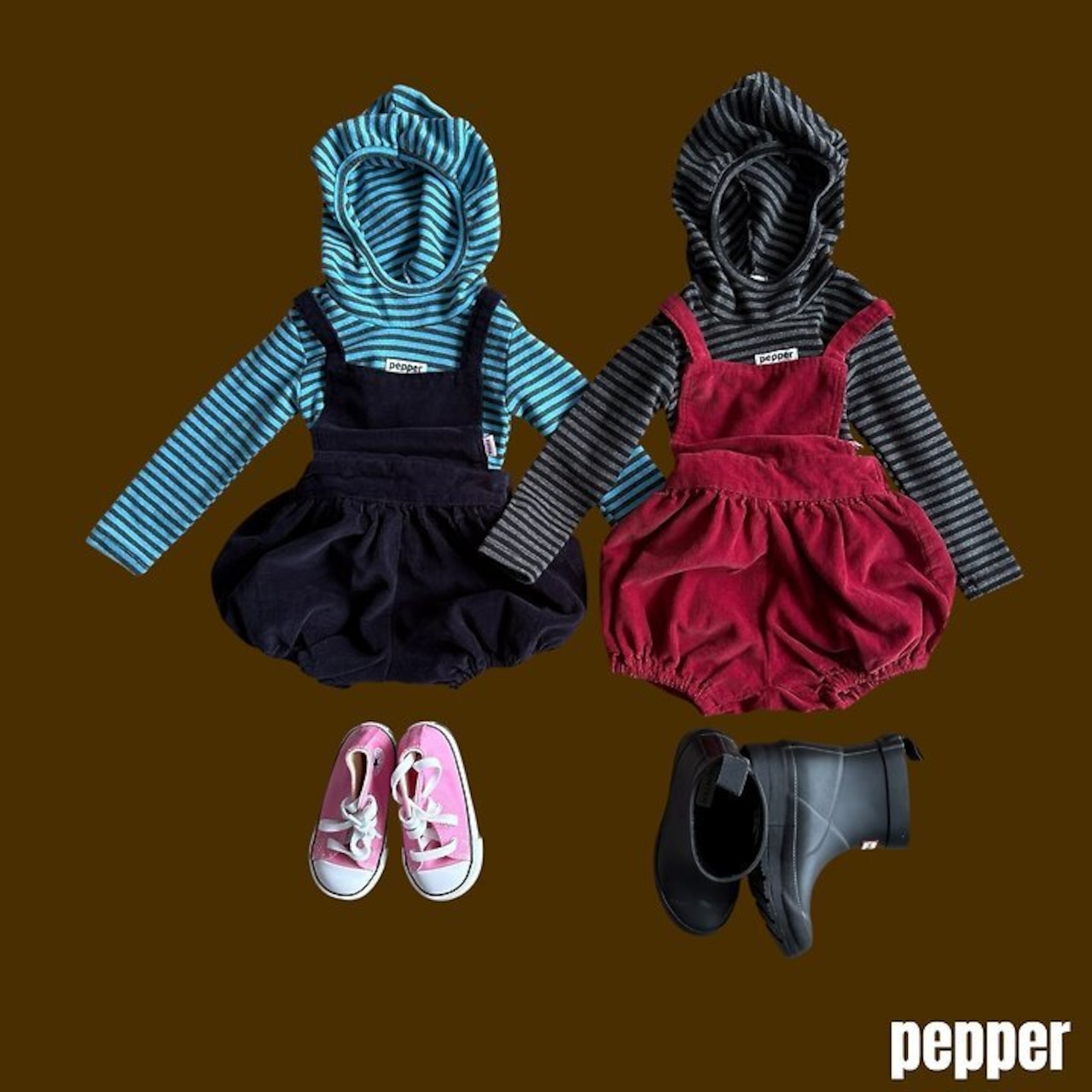 韓国子供服 / PEPPER / 26Autumn / コーデュロイ ショートサロペット / 秋服 *XS~XL *