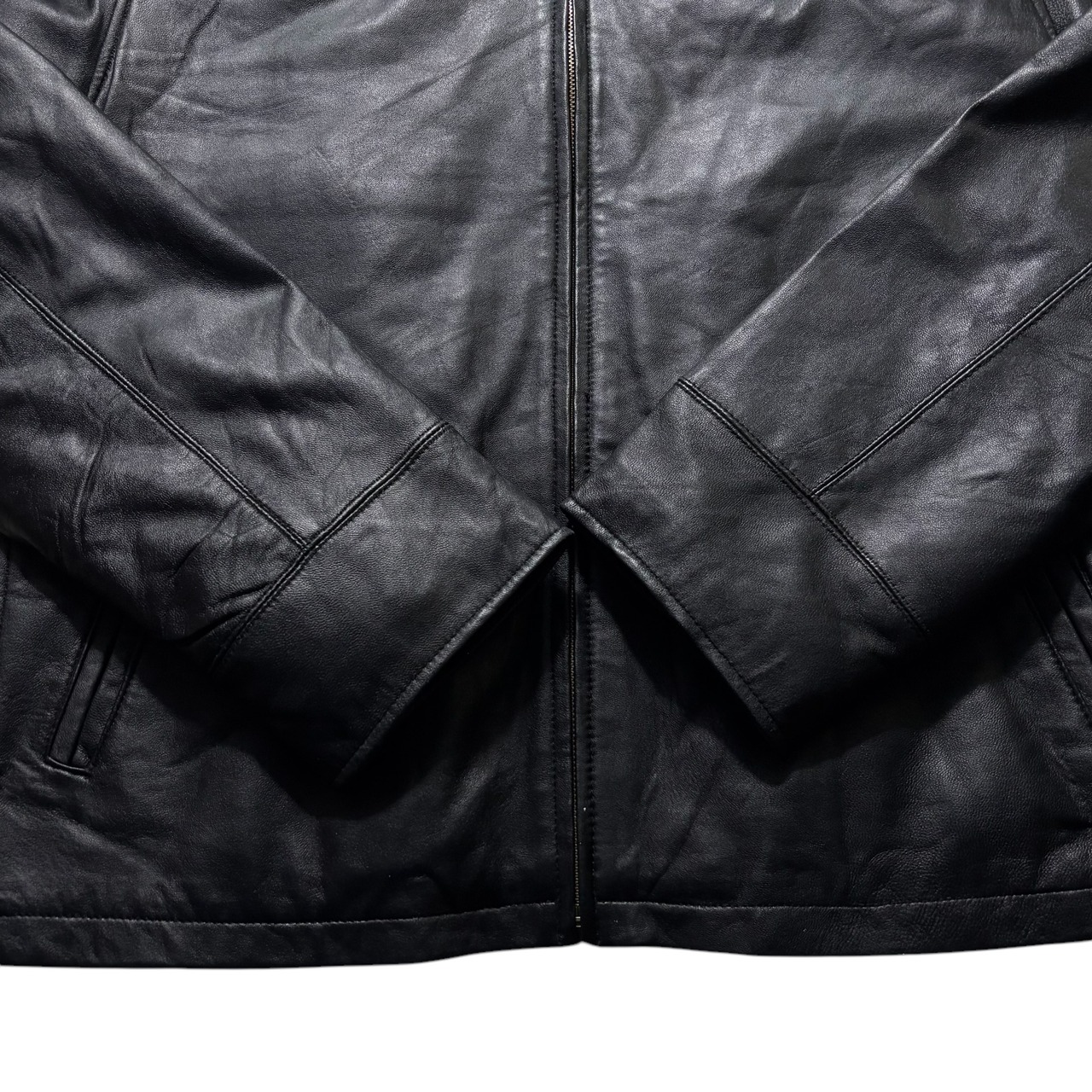 vintage CHAPS black leather drizzler jacket