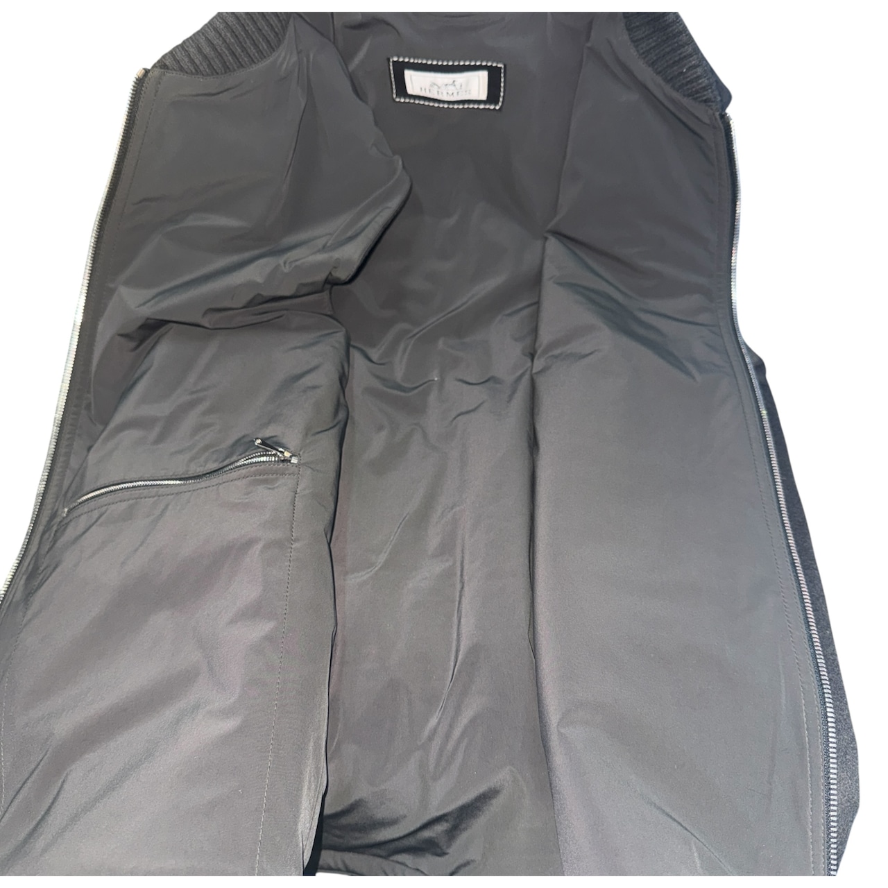 【HERMÈS】エルメス カシミヤ100% ボンバージップベスト(サイズ48)