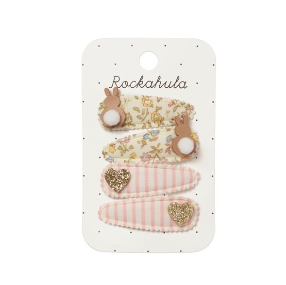 H2513N:Petal Bunny Fabric Clip Set-NEUTRAL