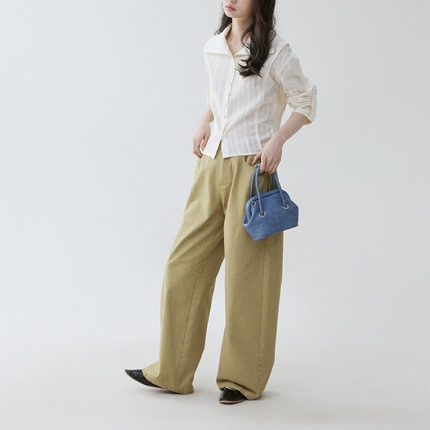 big collar striped blouse | colorer