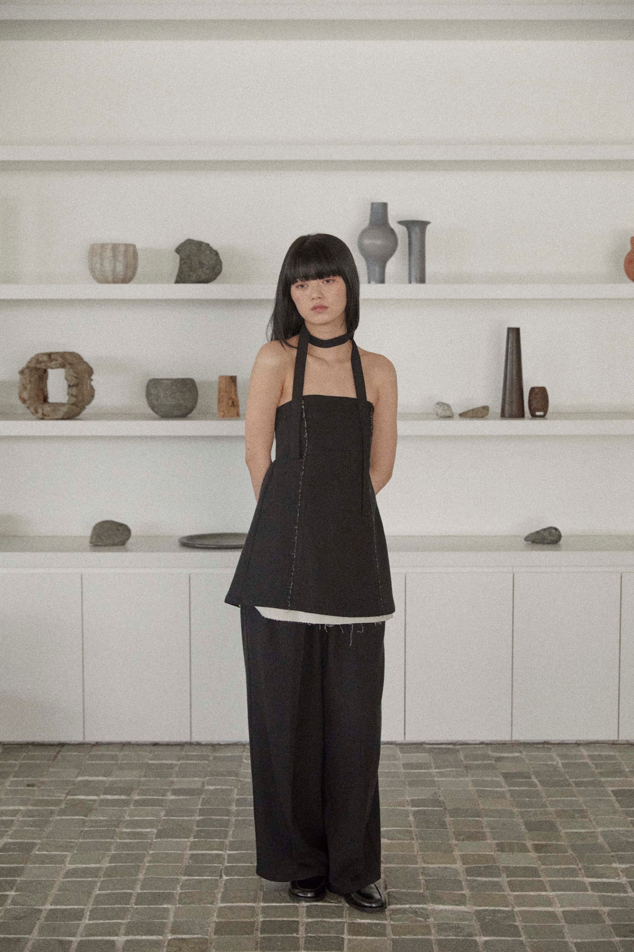 DU250503 linen like layered bare tunic【残り3点】