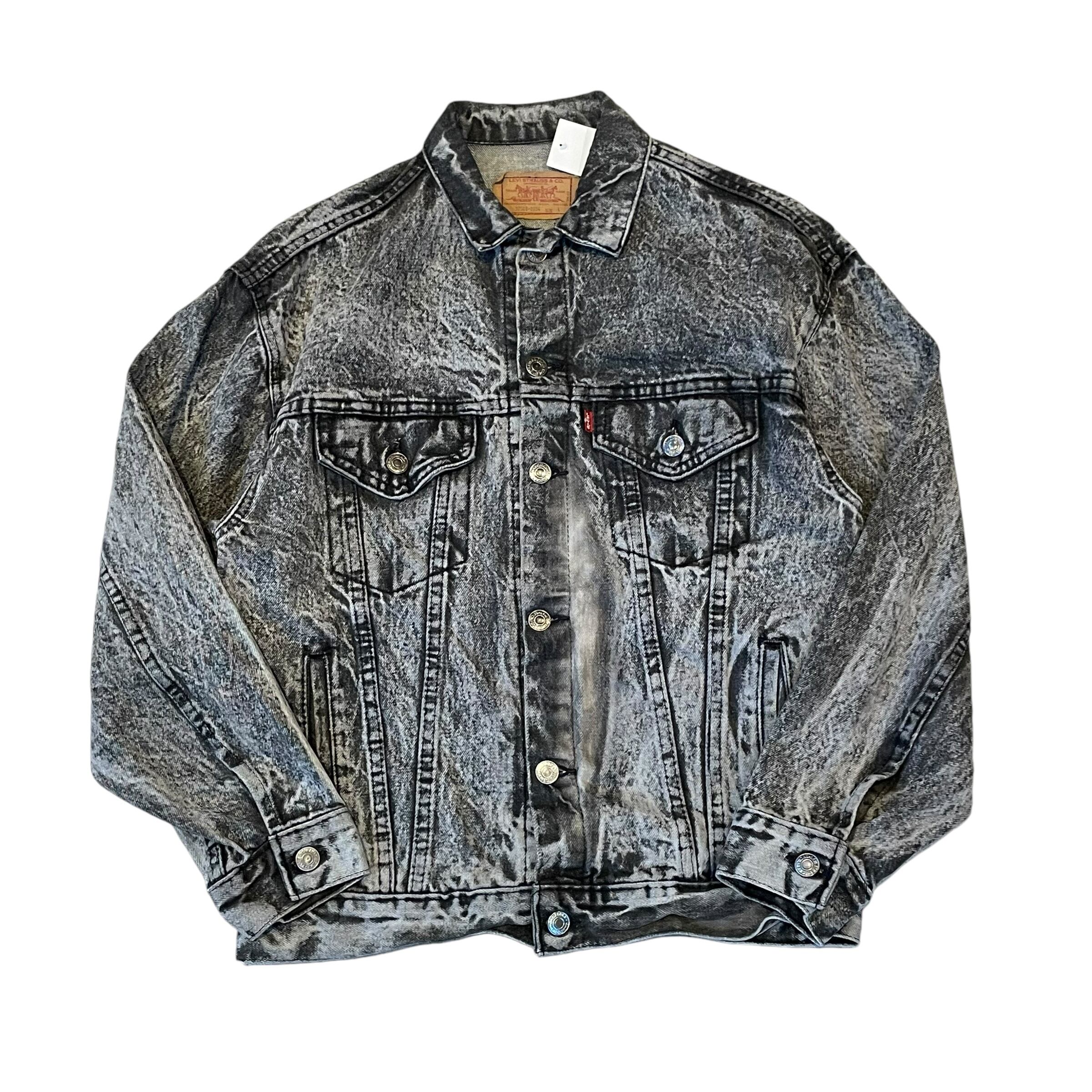 1980s Levi's 57508-0256 “chemical wash” black denim tracker jacket