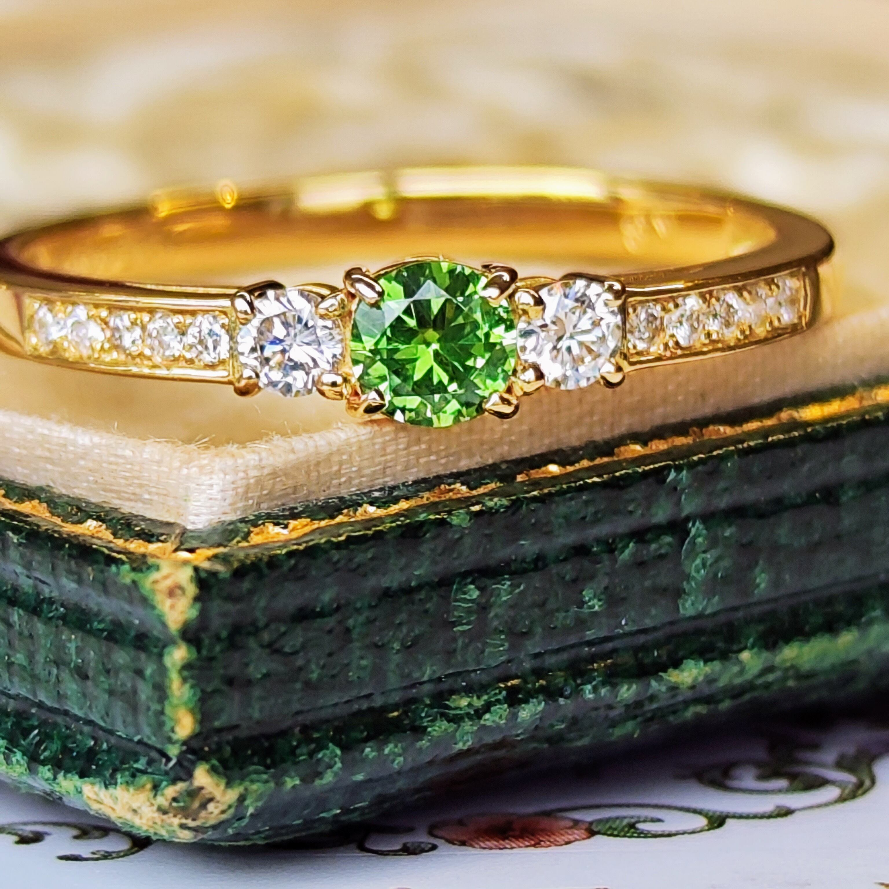 天然デマントイドガーネット 天然ダイヤモンド 鑑別書付き | Mico宝飾店 