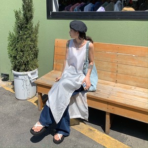 【送料無料】レディース トップス ノースリーブ ロング丈 薄手 透け感 サイドスリット レイヤードスタイル 重ね着 大人可愛い ママコーデ ママファッション 韓国系 オルチャンファッション 人気 トレンド 新作 20代 30代 40代 きれいめ レトロ シンプル お出かけ デート おしゃれ 通勤 通学 オフィス OL デイリー 普段着 ラフ カジュアル フェミニン シック ゆったり 体型カバー 着痩せ 着回し インスタ映え 春 夏 CO3854