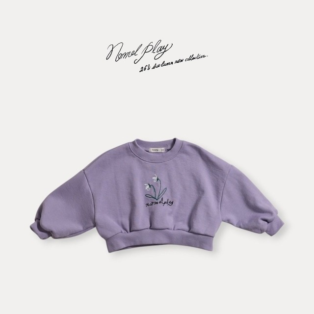 【予約/送料無料】normalplay / Two-Flower Embroidery Sweatshirt