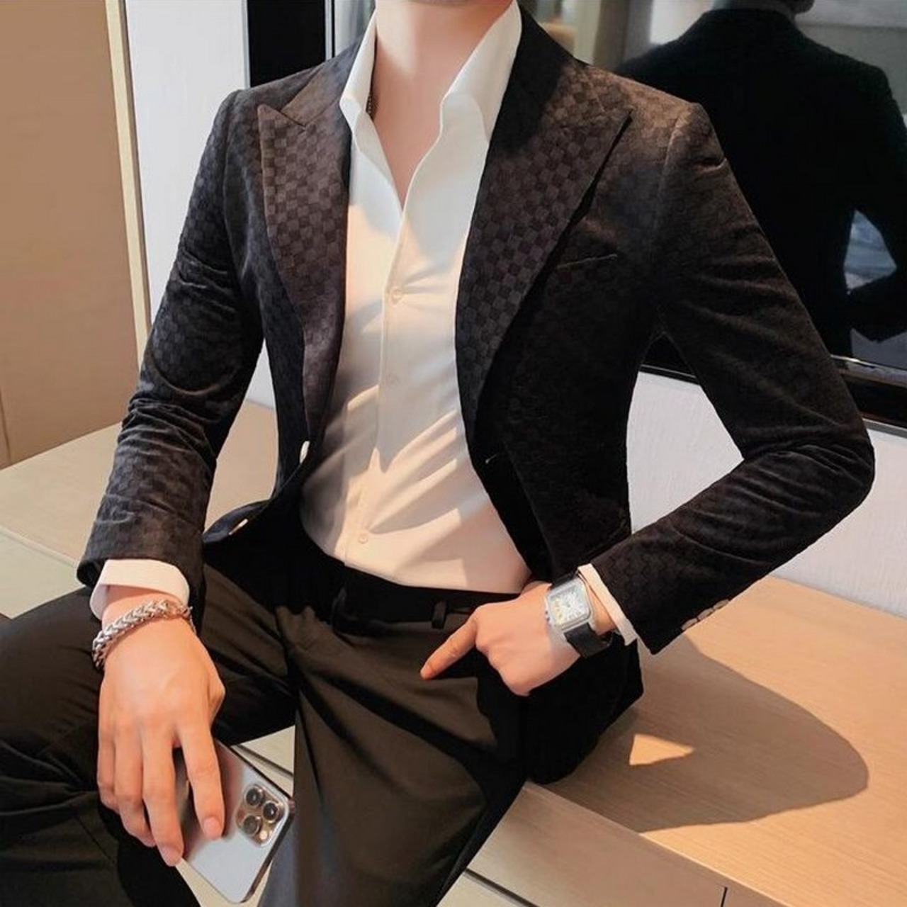 stooth jacquard suit jacket 00207