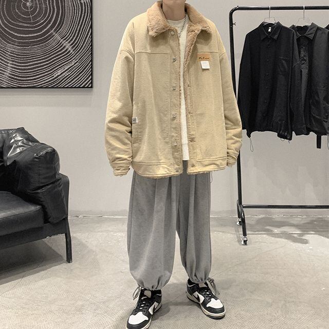 予約販売】ボアブルゾン アウター コーデュロイ もこもこ グレー