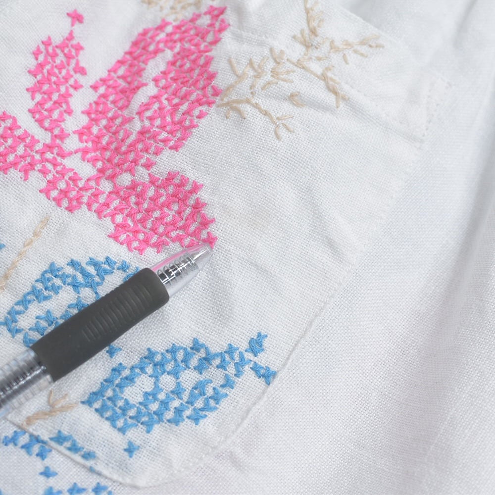 Remakeリメイク 再構築 テキスタイル クロスステッチ フラワー 刺繍