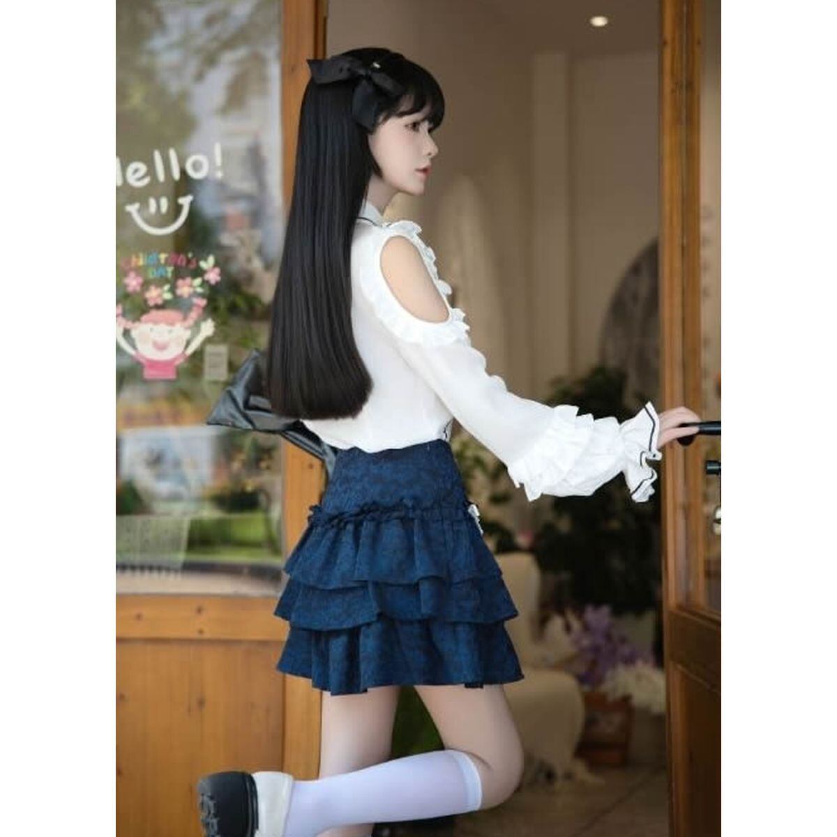 お嬢様風オープンショルダーフリルセットアップ：スカート | Maiden's Rêve