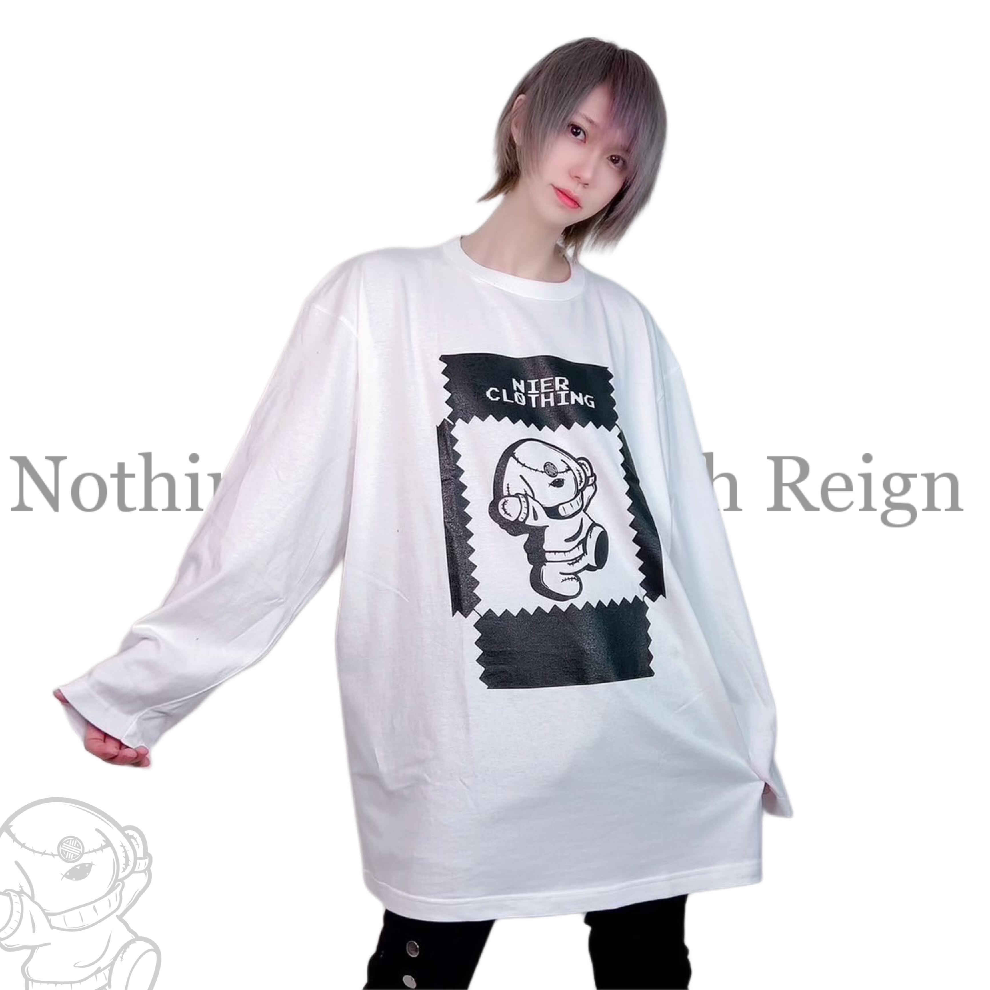 NieR clothing シンプルコットン長袖Tシャツ - Tシャツ