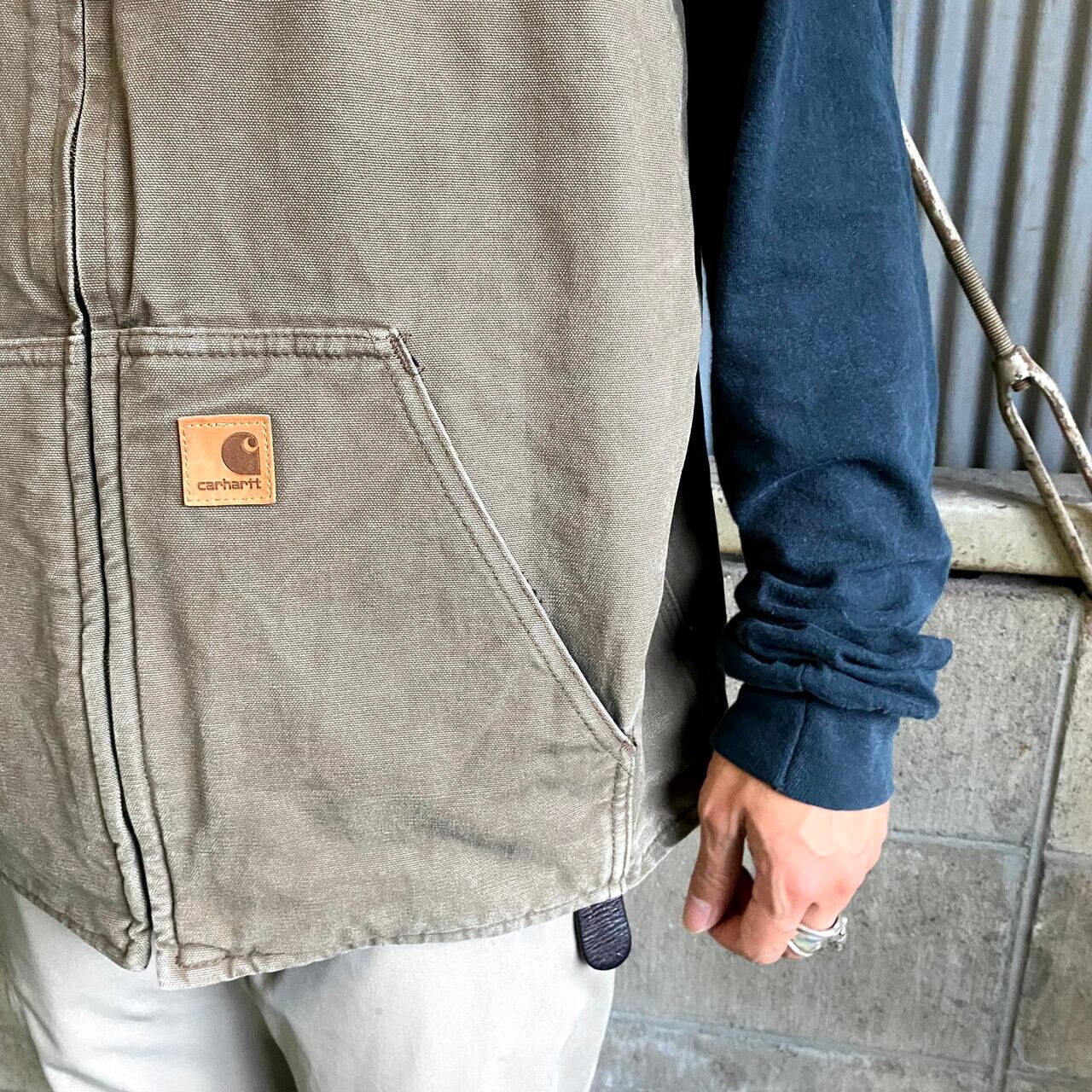 Carhartt カーハート ダック地 ボアワークベスト メンズL 切替 古着