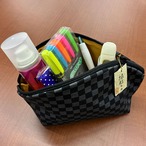 和柄ポーチ／釘抜柄／クロ×グレー