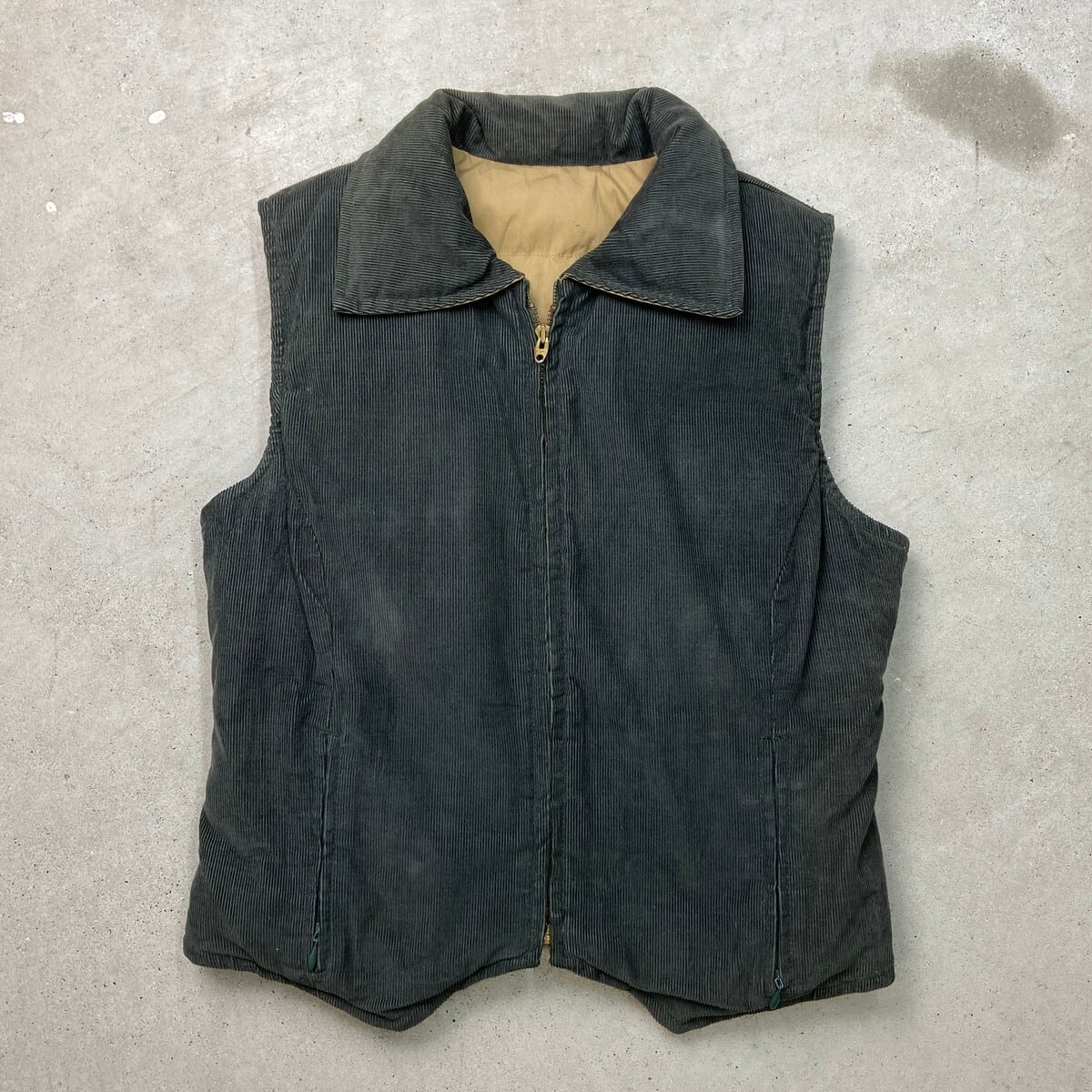 ヴィンテージ・ベスト graphzero(グラフゼロ) アビエーターワークベスト カーキ メンズ