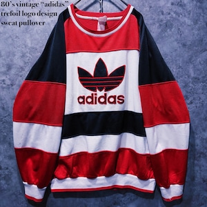 【doppio】80’s vintage “adidas” trefoil logo design sweat pullover