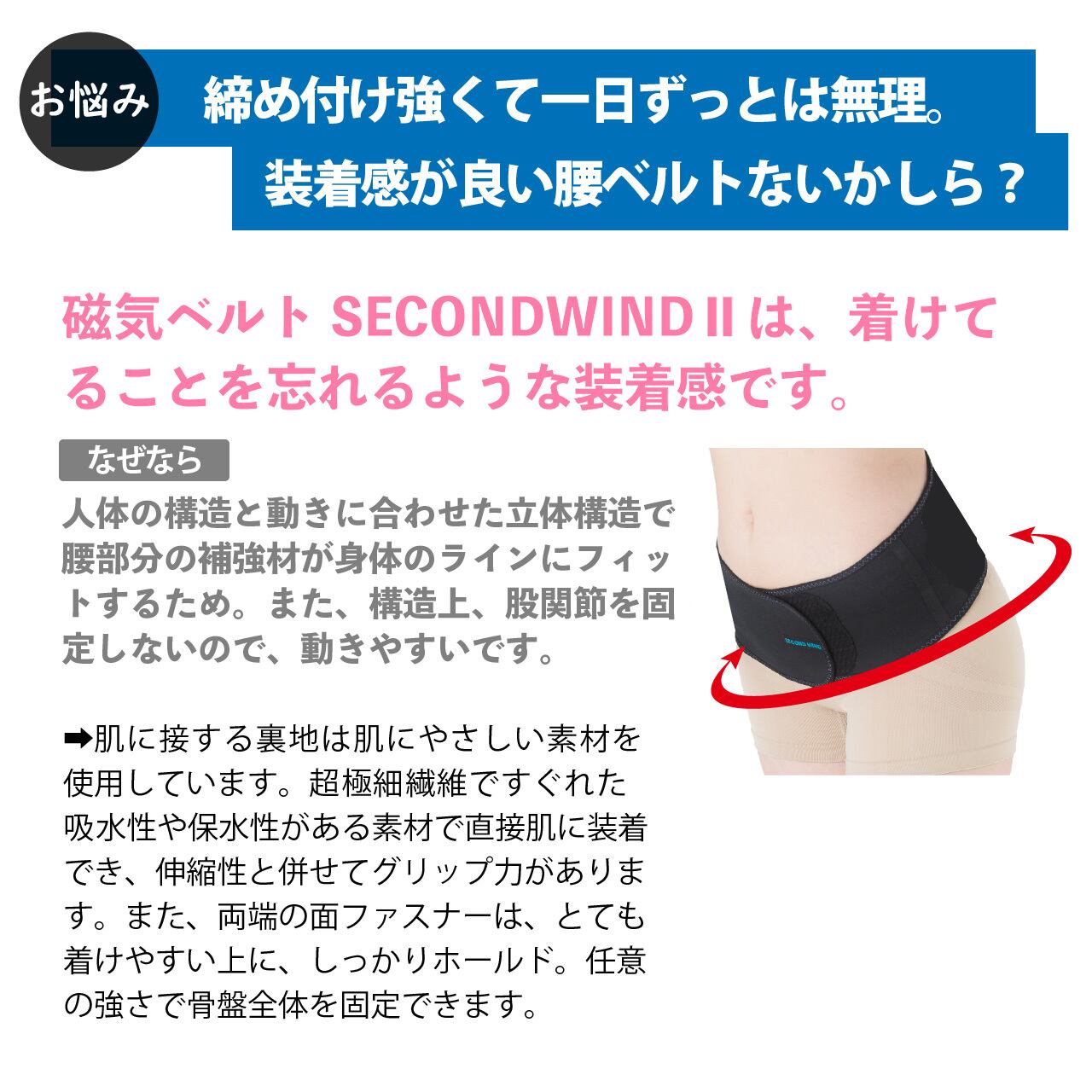 管理医療機器】磁気ベルト SECONDWINDII PREMIUM 腰用 日本製 血行改善