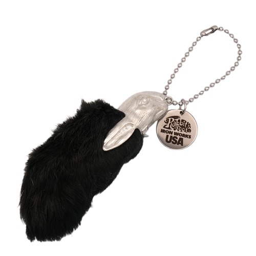 USA RABBIT FOOT ラッキーチャーム アメリカ ビンテージ ラビットフット キーホルダー キーチェーン : USRF-006BK