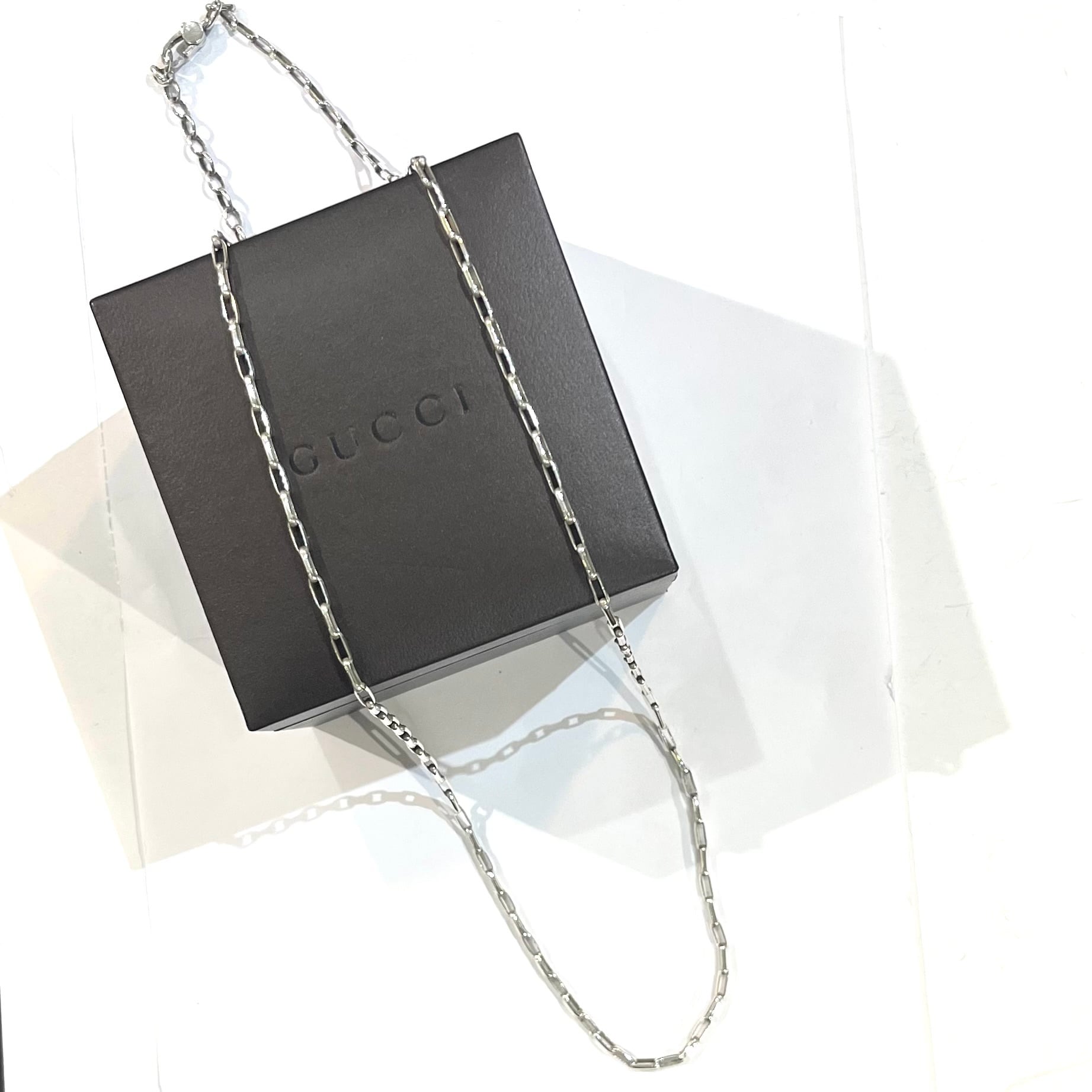 シンプルネックレス。【GUCCI 】2428 シルバー925 スクエアチェーン